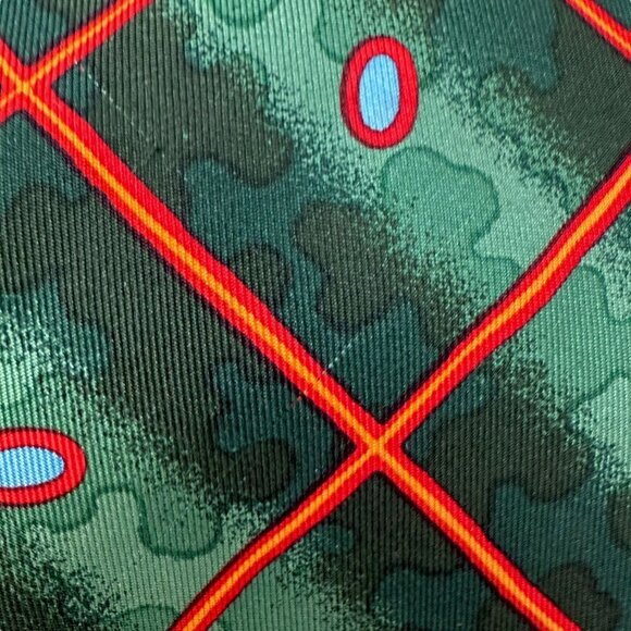 CHRISTIAN LACROIX Paris Designer Necktie Mens Silk Tie Green Red Modern Print - Picture 8 of 9